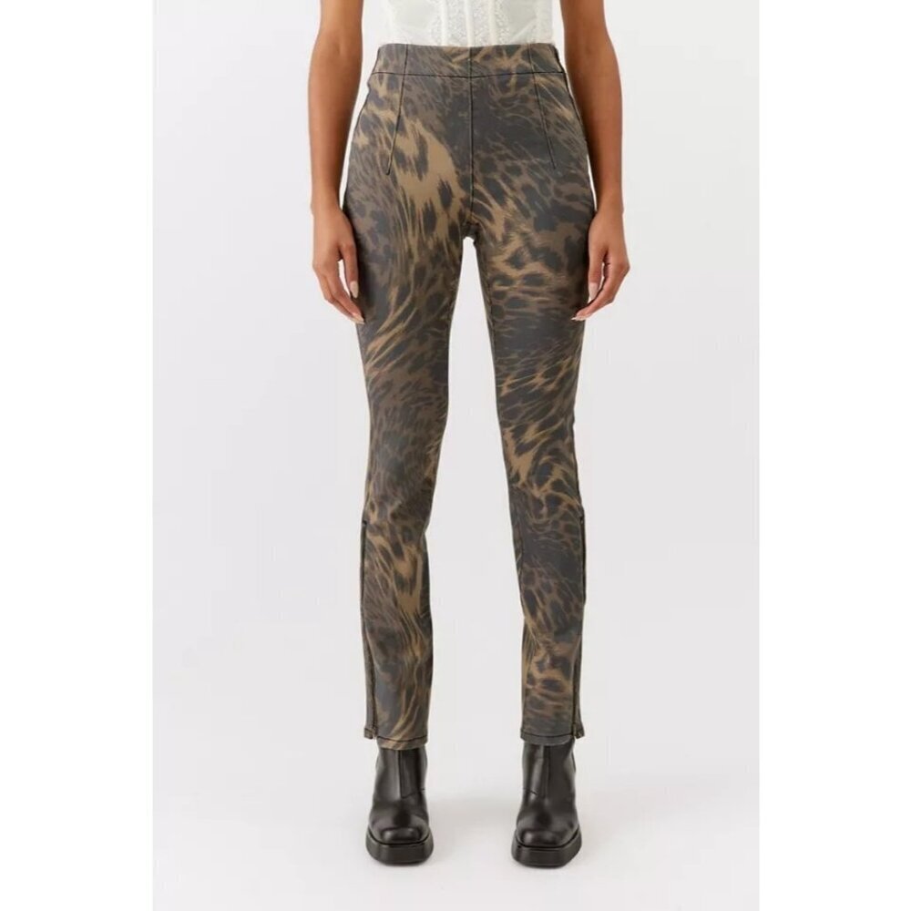 Urban Outfitters BDG High Rise Skinny Pants Leopard‎ Print Zip Hem Women 26 NWT